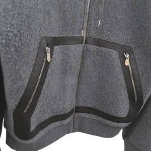 美品 エルメス ニット フーデッド ジップアップパーカー 32-5733 パーカー ウール カシミヤ グレー 1383【中古】HERMES