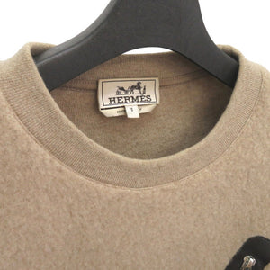 美品 エルメス クルーネック ニット プルオーバー スウェット パイピング Crewneck sweater ウール カシミヤ 1384【中古】HERMES