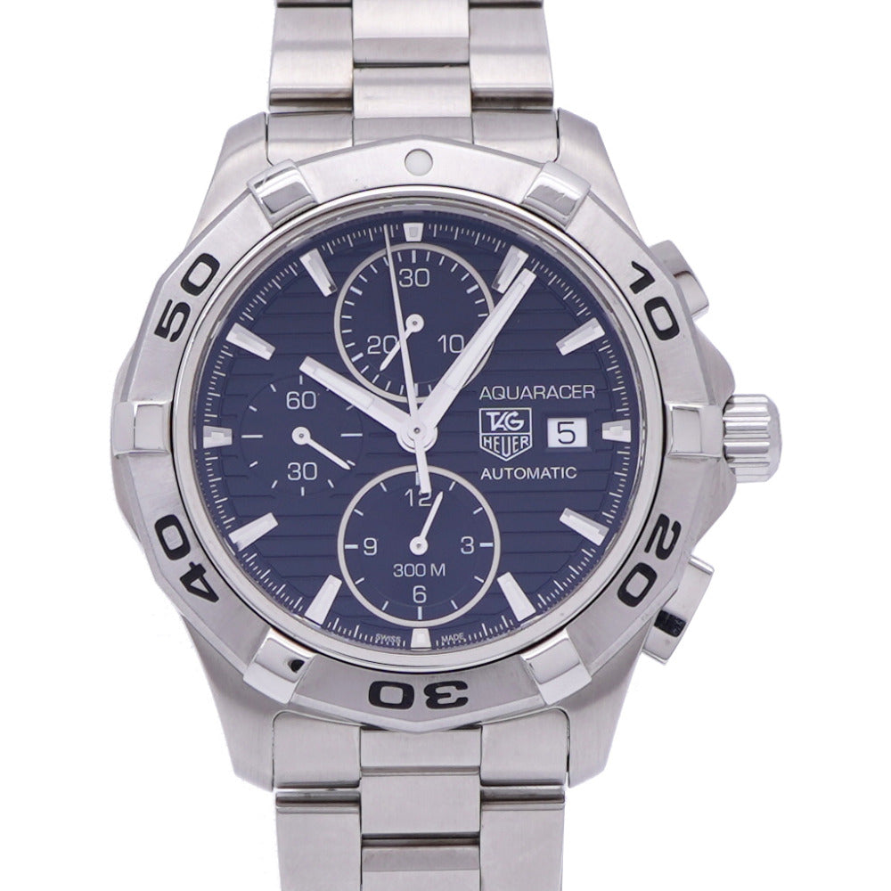 美品 タグホイヤー アクアレーサー クロノグラフ CAP2110 自動巻き 腕時計 SS ブラック 黒文字盤 1386【中古】TAG HEUER メンズ