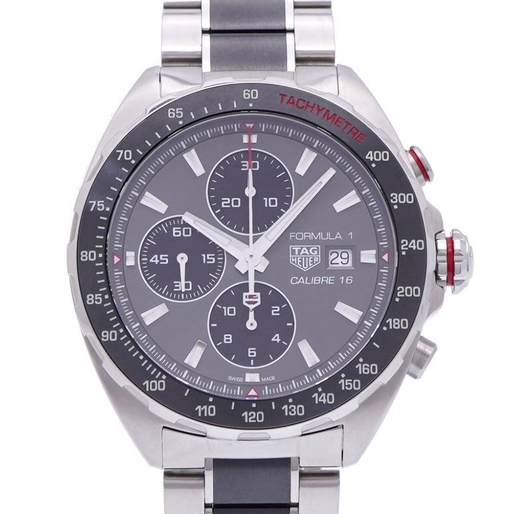新品同様 タグホイヤー フォーミュラ1 カリブル16 CAZ2012-0 自動巻き 腕時計 SS グレー 1385【中古】TAG HEUER メンズ