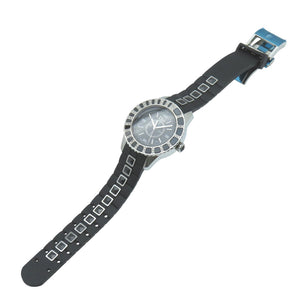 新品同様 ディオール クリスタル ダイヤベゼル CD113115 クオーツ 腕時計 SS/ラバー/ダイヤモンド ブラック 黒文字盤 1389【中古】Dior レディース