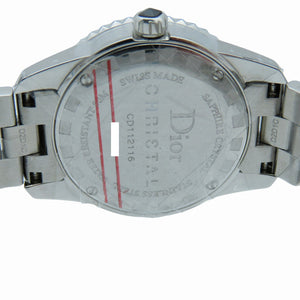 新品同様 ディオール クリスタル ダイヤベゼル CD112116 クオーツ 腕時計 SS/ダイヤモンド ブラック 黒文字盤 1390【中古】Dior レディース