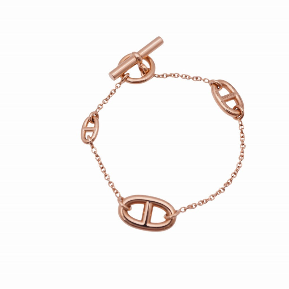 美品 エルメス ファランドール シェーヌダンクル K18PG 750 SH ブレスレット ピンクゴールド ジュエリー 1392【中古】HERMES