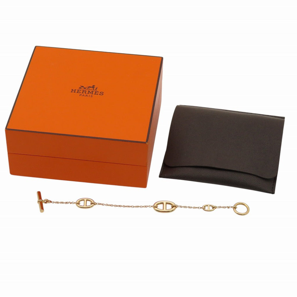 美品 エルメス ファランドール シェーヌダンクル K18PG 750 SH ブレスレット ピンクゴールド ジュエリー 1392【中古】HERMES