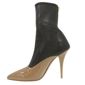 未使用品 バーバリー バイカラー スクエア アンクルブーツ ハイヒール ショートブーツ 8015548 A1386 パテントレザー ブラック 1435【中古】BURBERRY