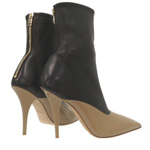 未使用品 バーバリー バイカラー スクエア アンクルブーツ ハイヒール ショートブーツ 8015548 A1386 パテントレザー ブラック 1435【中古】BURBERRY