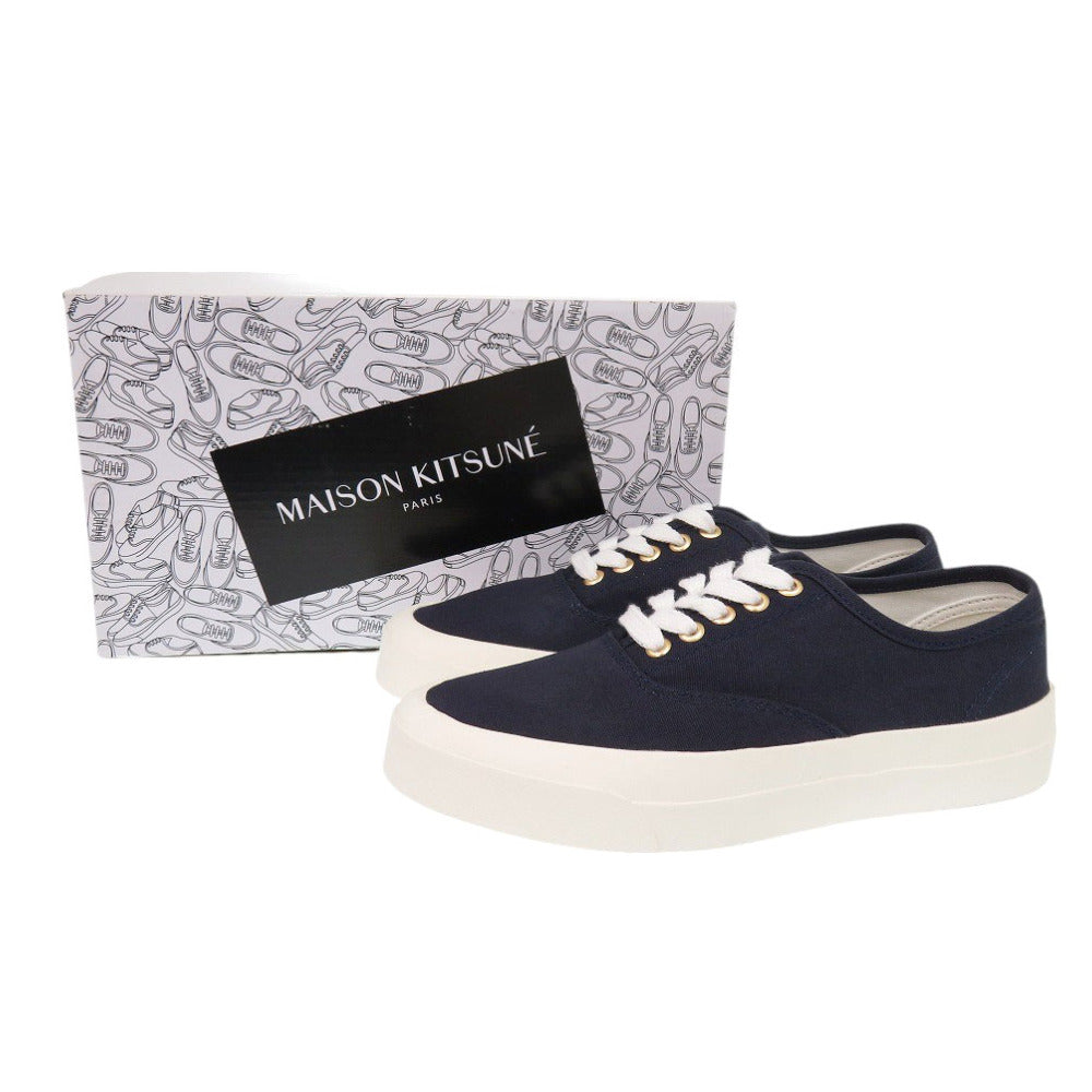 未使用 メゾンキツネ CU04706WW9000 P480 キャンバス ラバー ネイビー スニーカー 1436【中古】MAISON KITSUNE