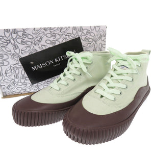 未使用 メゾンキツネ BOLD SOLE SNEAKERS サイズ38 キャンバス ラバー ミントグリーン ハイカットスニーカー スニーカー 1437【中古】MAISON KITSUNE