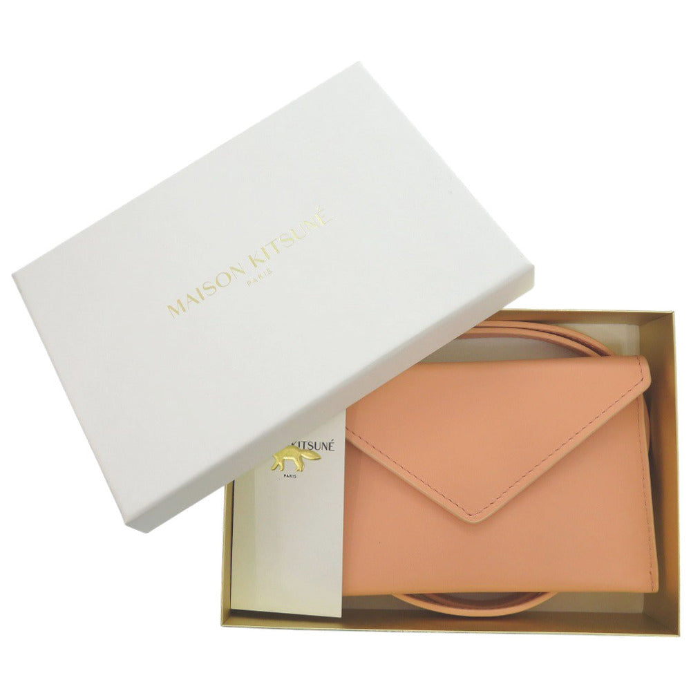 未使用 メゾンキツネ ストラップ付 IU05528LC0025 レザー ピンク 財布 コインケース 1438【中古】MAISON KITSUNE