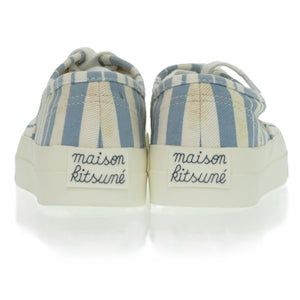 新品同様 メゾンキツネ キャンバス ラバー ブルー ストライプ スニーカー サイズ22.5cm 1439【中古】MAISON KITSUNE