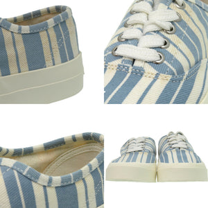 新品同様 メゾンキツネ キャンバス ラバー ブルー ストライプ スニーカー サイズ22.5cm 1439【中古】MAISON KITSUNE