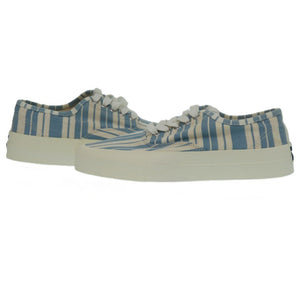 新品同様 メゾンキツネ キャンバス ラバー ブルー ストライプ スニーカー サイズ 23cm 1439【中古】MAISON KITSUNE