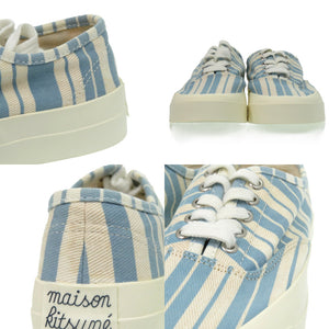 新品同様 メゾンキツネ キャンバス ラバー ブルー ストライプ スニーカー サイズ 23cm 1439【中古】MAISON KITSUNE