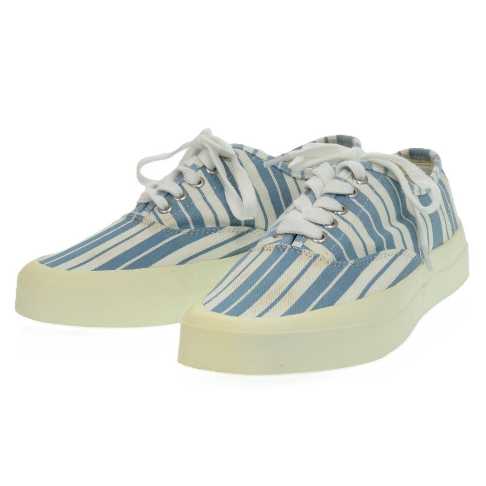 新品同様 メゾンキツネ キャンバス ラバー ブルー ストライプ スニーカー サイズ25cm 1439【中古】MAISON KITSUNE