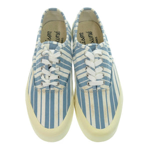 新品同様 メゾンキツネ キャンバス ラバー ブルー ストライプ スニーカー サイズ25cm 1439【中古】MAISON KITSUNE
