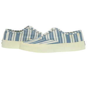 新品同様 メゾンキツネ キャンバス ラバー ブルー ストライプ スニーカー サイズ25cm 1439【中古】MAISON KITSUNE