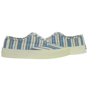 新品同様 メゾンキツネ キャンバス ラバー ブルー ストライプ スニーカー サイズ25cm 1439【中古】MAISON KITSUNE