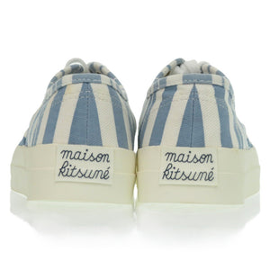新品同様 メゾンキツネ キャンバス ラバー ブルー ストライプ スニーカー サイズ25cm 1439【中古】MAISON KITSUNE