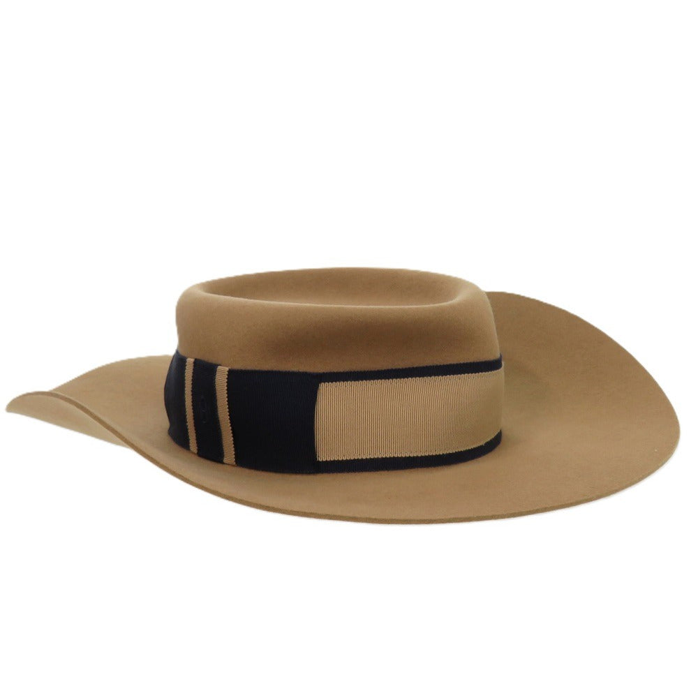 新品同様 エルメス ラパン コットン フェルト ベージュ ハット 帽子 茶 1442【中古】HERMES