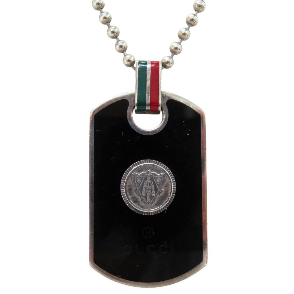 美品 グッチ ドッグタグ 紋章 クレスト エンブレム ネックレス シルバー925 1445【中古】GUCCI