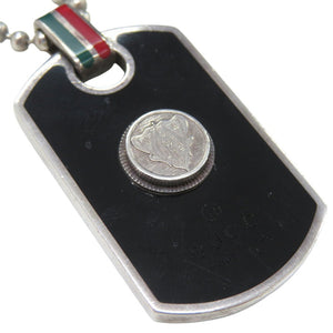 美品 グッチ ドッグタグ 紋章 クレスト エンブレム ネックレス シルバー925 1445【中古】GUCCI