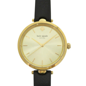 新品同様 ケイトスペード ホランド 1YRU0811 SS レザー ゴールド ブラック クオーツ 腕時計 1451【中古】Kate Spade