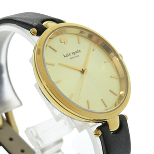 新品同様 ケイトスペード ホランド 1YRU0811 SS レザー ゴールド ブラック クオーツ 腕時計 1451【中古】Kate Spade