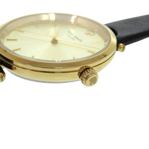 新品同様 ケイトスペード ホランド 1YRU0811 SS レザー ゴールド ブラック クオーツ 腕時計 1451【中古】Kate Spade