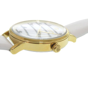 新品同様 ケイトスペード KSW1043 SS レザー ホワイト ゴールド クオーツ 腕時計 白文字盤 1452【中古】Kate Spade