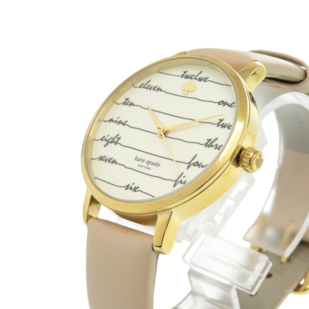 新品同様 ケイトスペード KSW1059 SS レザー ベージュ ゴールド クオーツ 腕時計 1455【中古】Kate Spade