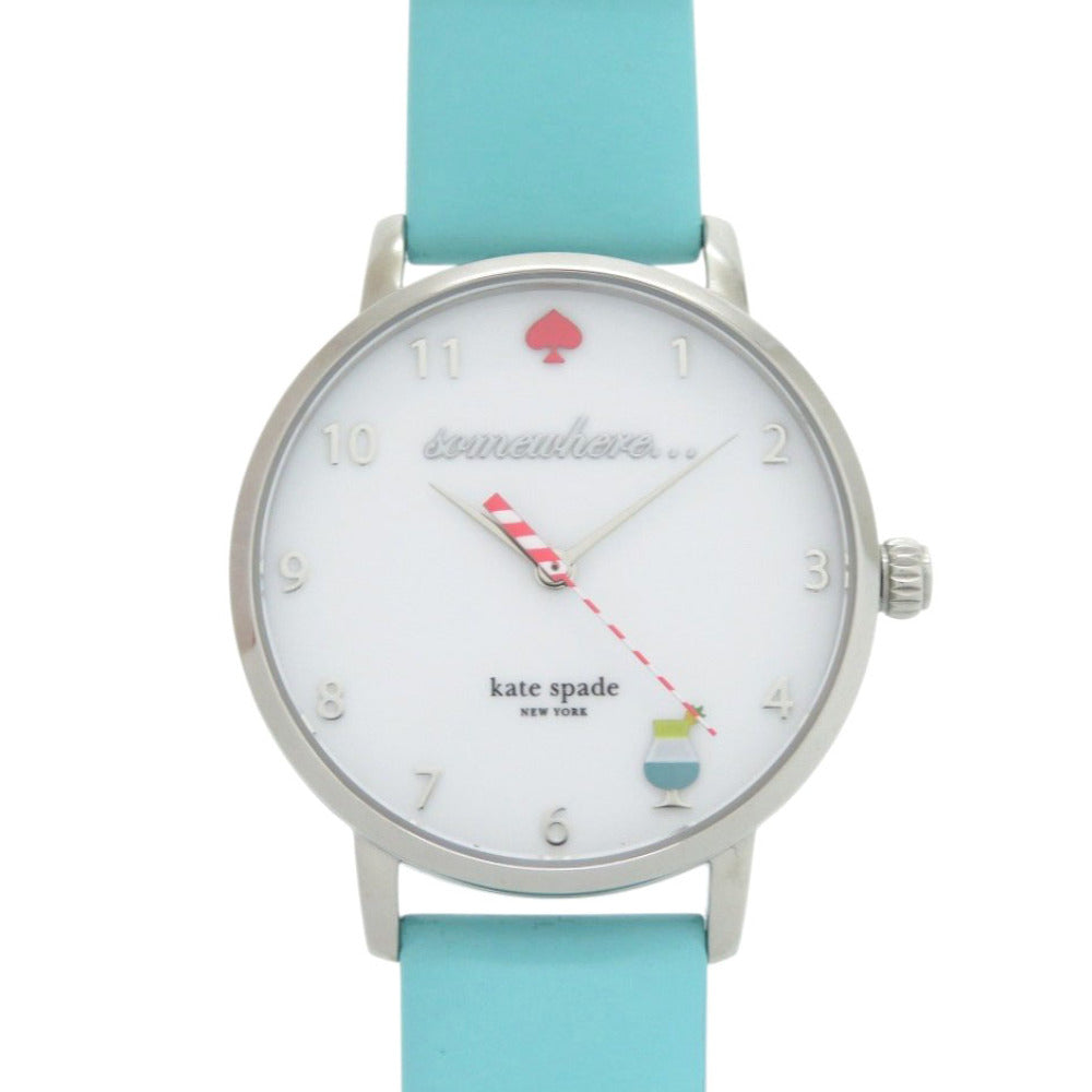 新品同様 ケイトスペード KSW1104 SS レザー ホワイト 白文字盤 クオーツ 腕時計 1456【中古】Kate Spade