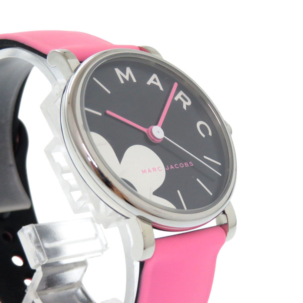 新品同様 マークジェイコブス クラシック36 SS シリコン ブラック ピンク クオーツ 腕時計 黒文字盤 1458【中古】MARC JACOBS