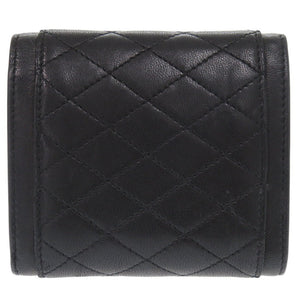 美品 サンローラン キルティング レザー ブラック 三つ折り財布 黒 1465【中古】SAINT LAURENT