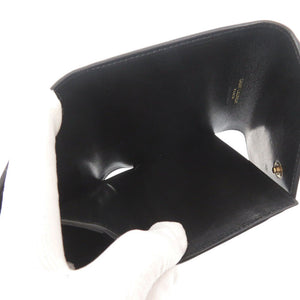 美品 サンローラン キルティング レザー ブラック 三つ折り財布 黒 1465【中古】SAINT LAURENT