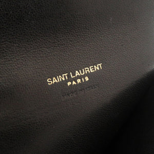 美品 サンローラン キルティング レザー ブラック 三つ折り財布 黒 1465【中古】SAINT LAURENT