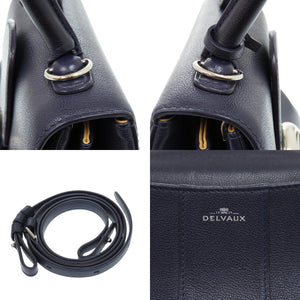 デルボー ブリヨン ミニ カーフ レザー ロデオカーフ インディゴ 紺 ハンドバッグ 1467【中古】DELVAUX デルヴォー