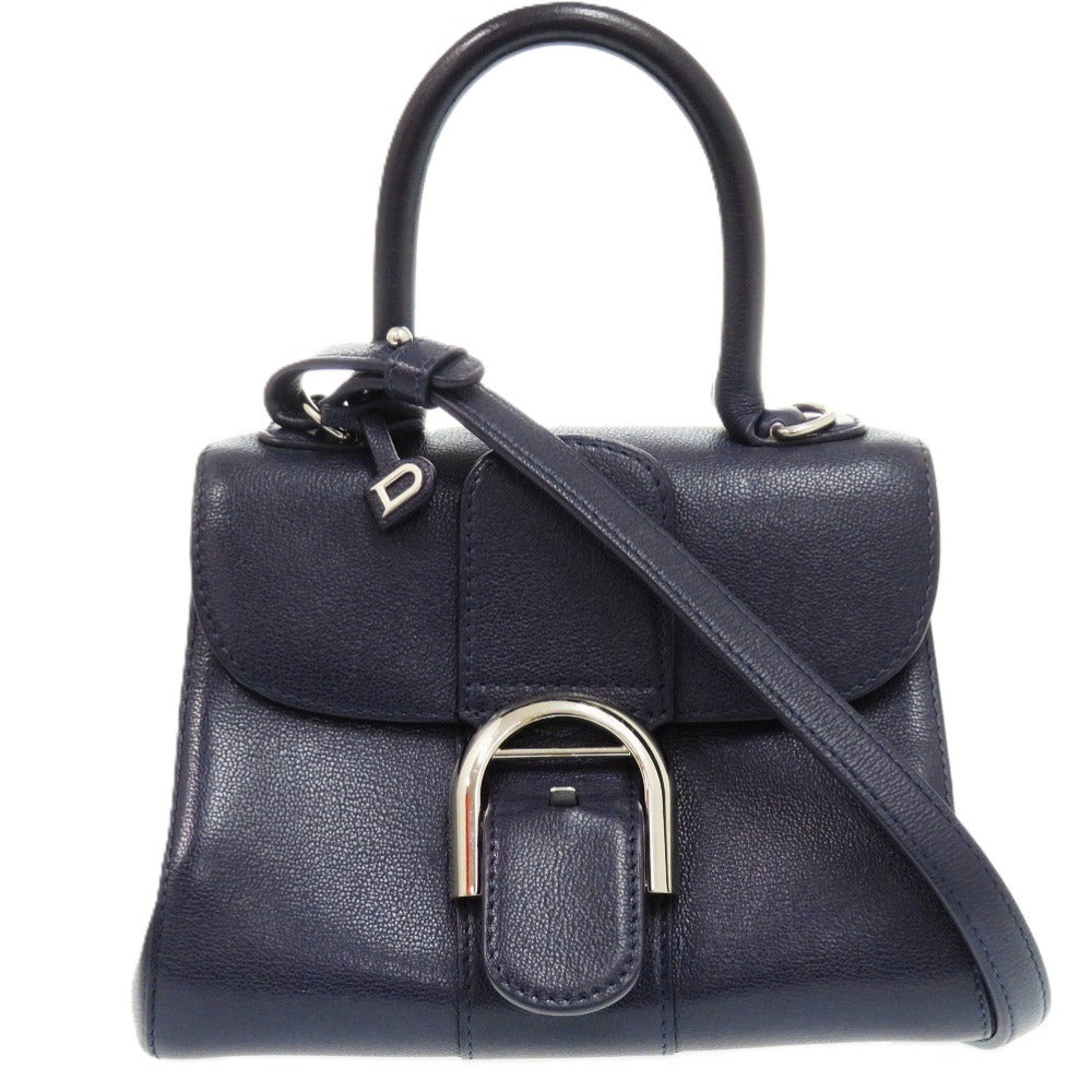 デルボー ブリヨン ミニ カーフ レザー ロデオカーフ インディゴ 紺 ハンドバッグ 1467【中古】DELVAUX デルヴォー