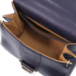 デルボー ブリヨン ミニ カーフ レザー ロデオカーフ インディゴ 紺 ハンドバッグ 1467【中古】DELVAUX デルヴォー