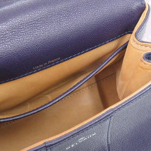 デルボー ブリヨン ミニ カーフ レザー ロデオカーフ インディゴ 紺 ハンドバッグ 1467【中古】DELVAUX デルヴォー