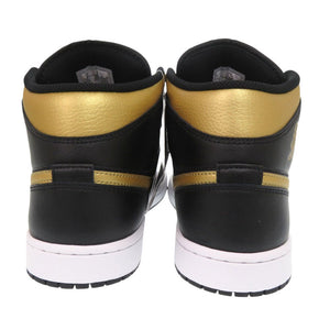未使用品 ナイキ AIR JORDAN 1 MID サイズ8 DQ8426-071 レザー ブラック ゴールド ハイカットスニーカー スニーカー 1475【中古】NIKE メンズ