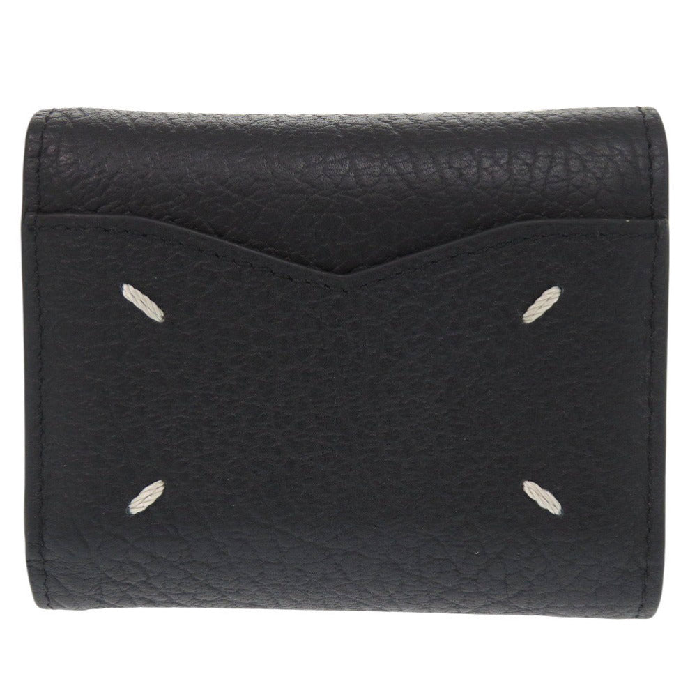 新品同様 メゾン マルジェラ 4ステッチ S56UI0136 レザー ブラック 三つ折り財布 黒 1477【中古】Maison Margiela