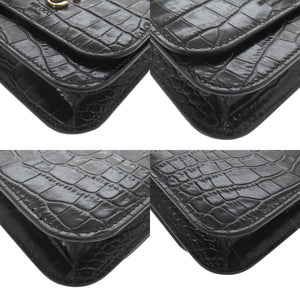 新品同様 ジミーチュウ JCロゴ クロコ型押しレザー ブラック ショルダーバッグ チェーンショルダーバッグ 黒 1483【中古】JIMMY CHOO