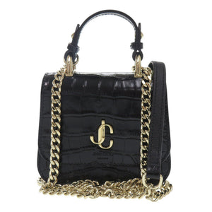 新品同様 ジミーチュウ JCロゴ クロコ型押しレザー ブラック ショルダーバッグ チェーンショルダーバッグ 黒 1483【中古】JIMMY CHOO