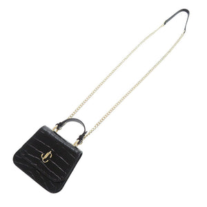 新品同様 ジミーチュウ JCロゴ クロコ型押しレザー ブラック ショルダーバッグ チェーンショルダーバッグ 黒 1483【中古】JIMMY CHOO