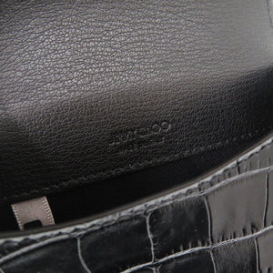 新品同様 ジミーチュウ JCロゴ クロコ型押しレザー ブラック ショルダーバッグ チェーンショルダーバッグ 黒 1483【中古】JIMMY CHOO