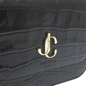 新品同様 ジミーチュウ JCロゴ クロコ型押しレザー ブラック ショルダーバッグ チェーンショルダーバッグ 黒 1483【中古】JIMMY CHOO