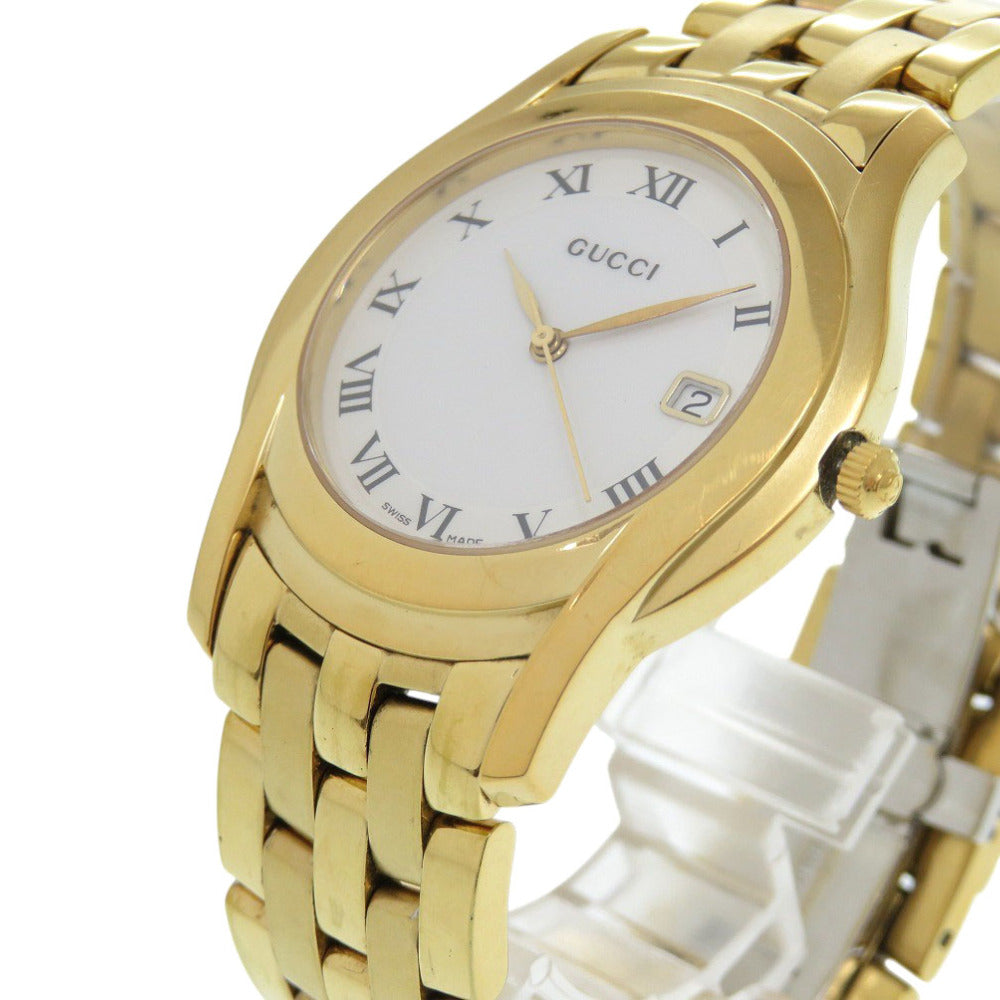 グッチ Gクラス 5400M SS ホワイト ゴールド 白文字盤 クオーツ 腕時計 1487【中古】GUCCI