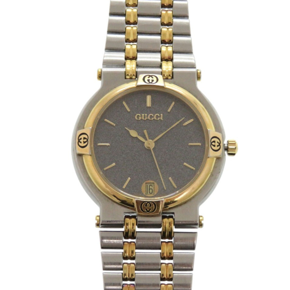 グッチ 9000M SS グレー ゴールド シルバー クオーツ 腕時計 1489【中古】GUCCI