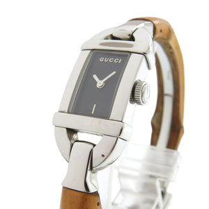 美品 グッチ バンブー 6800L SS バンブー ブラック 黒文字盤 クオーツ 腕時計 1490【中古】GUCCI