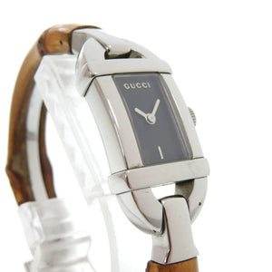 美品 グッチ バンブー 6800L SS バンブー ブラック 黒文字盤 クオーツ 腕時計 1490【中古】GUCCI